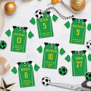 Bearbeitbare Fußball Party Favor Tags, personalisiert, Jersey geformt druckbare Tags, Fußball Team Geburtstag, Sofort Download, 2 Größen inbegriffen, DIY