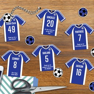 Bearbeitbare Fußball Party Favor Tags, personalisiert, Jersey geformt druckbare Tags, Fußball Team Geburtstag, Sofort Download, 2 Größen inbegriffen, DIY