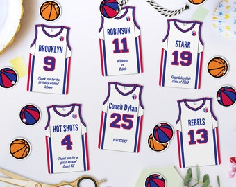 Bewerkbaar bedankje voor basketbalshirt: verjaardagsfeestje team (directe download)