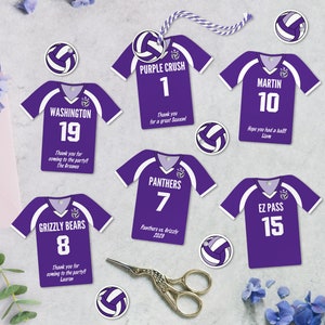 Editable Volleyball Team Party Favor Tags, personalized, Jersey Shaped Printable Tag, Team Birthday, Instant Download, 2 Sizes Included, DIY