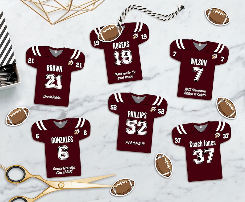 Editable Football Jersey Favor Tags: Personalized Team Banquet (instant ...