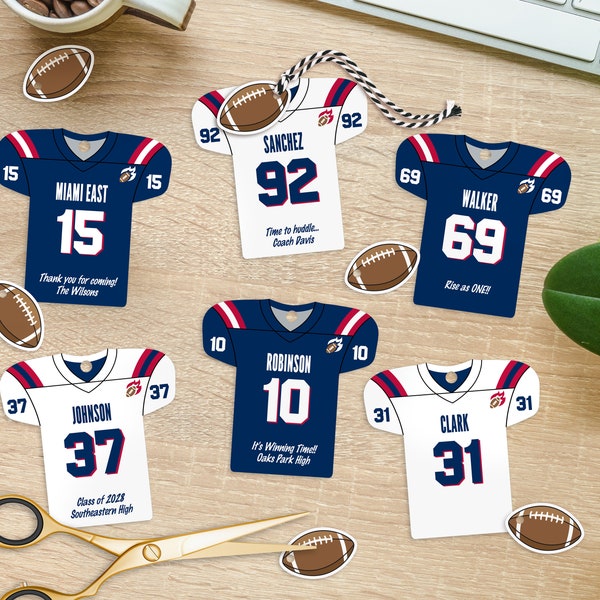 Editable Football Party Favor Tags, personalized, Jersey Printable Template, Football Team Banquet, Instant Download, 2 Sizes Included, DIY