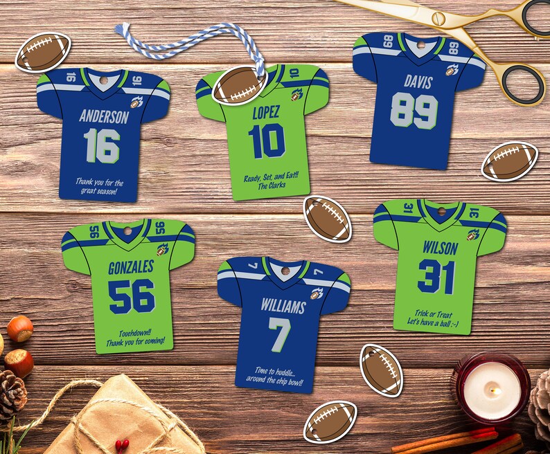 Editable Football Jersey Favor Tags: Personalized Team Banquet (DIY ...