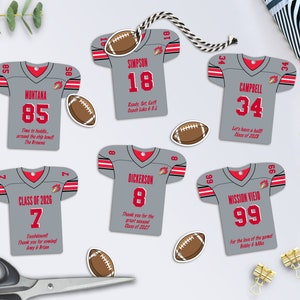 Étiquettes modifiables de faveur de partie de football, personnalisées, étiquettes imprimables de maillot, banquet d'équipe de football, téléchargement instantané, 2 tailles incluses, bricolage