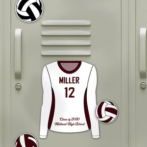 Decoração editável de voleibol de armário, impressão personalizada, modelo de bola de jersey, festa de banquete de equipe, download instantâneo, design DIY por e2Press