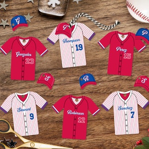 Bearbeitbares Baseball Jersey Gunst Tags: Team-Geburtstagsfeier (Digitaler Download)