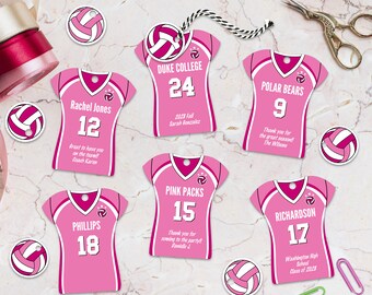Volleyball Party Favor Tags: Jersey Shaped, Personalized (Instant Download)