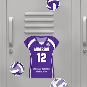 Decoração editável de vôlei de armário, impressão personalizada, modelos de bola de camisa, festa de banquete de equipe, download instantâneo, design DIY por e2Press