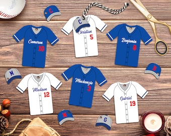 Etichette personalizzate per bomboniere a forma di maglia da baseball: modello stampabile per compleanno (download immediato)