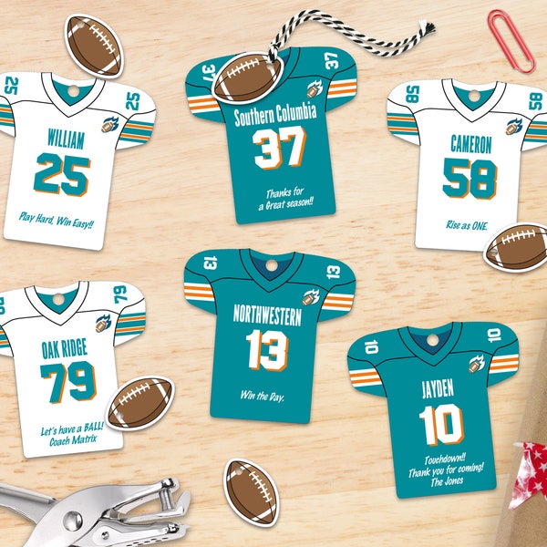 Editable Football Party Favor Tags, personalized, Jersey Printable Template, Football Team Banquet, Instant Download, 2 Sizes Included, DIY