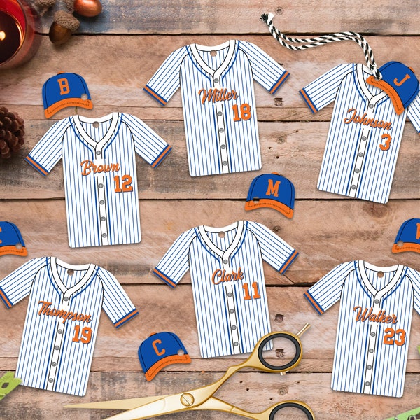 Editable Baseball Team Party Favor Tags, personalized, Jersey Template Printable, Birthday Party, Instant Download, 2 Sizes Included, DIY