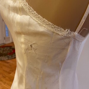 30s/40s Long Vintage Silk Slip Nightgown Sold AS IS, see photos image 5