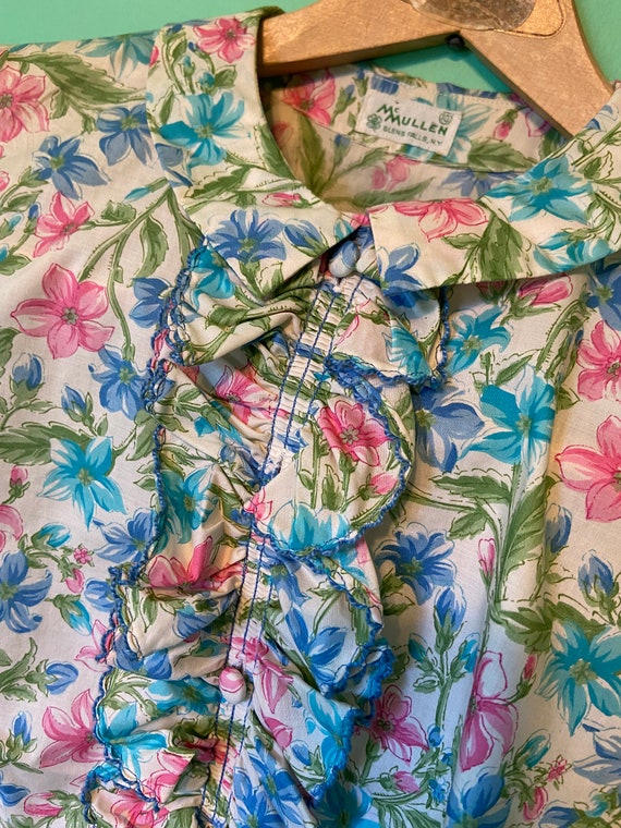 50s McMullen Vintage Floral Cotton Button Up Blou… - image 2