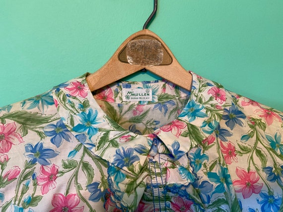 50s McMullen Vintage Floral Cotton Button Up Blou… - image 3