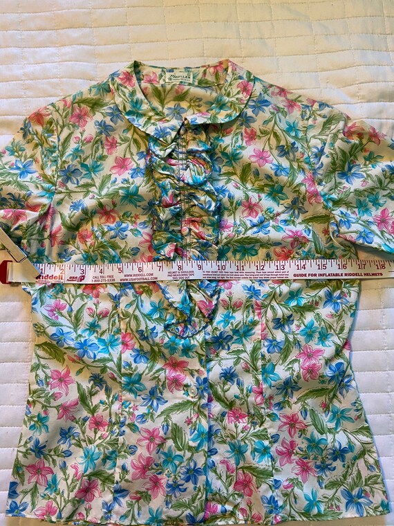 50s McMullen Vintage Floral Cotton Button Up Blou… - image 8