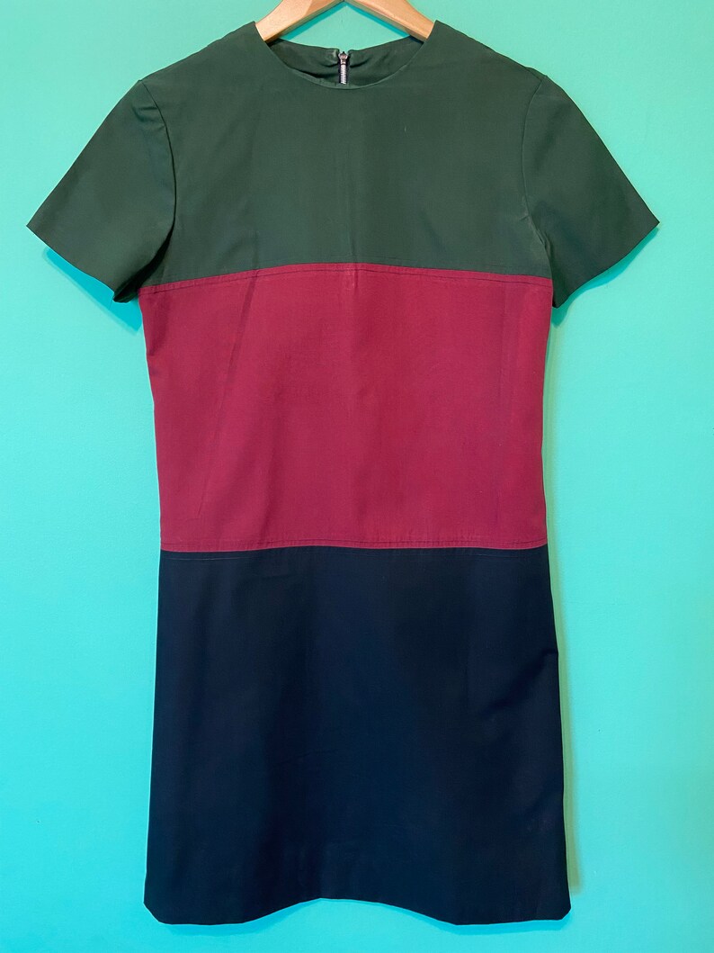 60s MOD Shift Dress Tri-Panel Construction Handmade Cotton MOD Dress Vintage 60s image 1