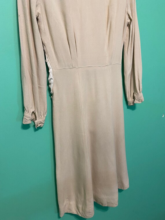 40s Tan Wool Crepe Dress | New York Creations | C… - image 8