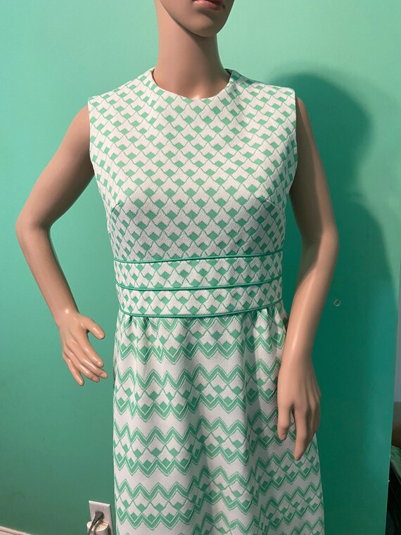 70s Kay Windsor MOD Double Knit Green & White Max… - image 5