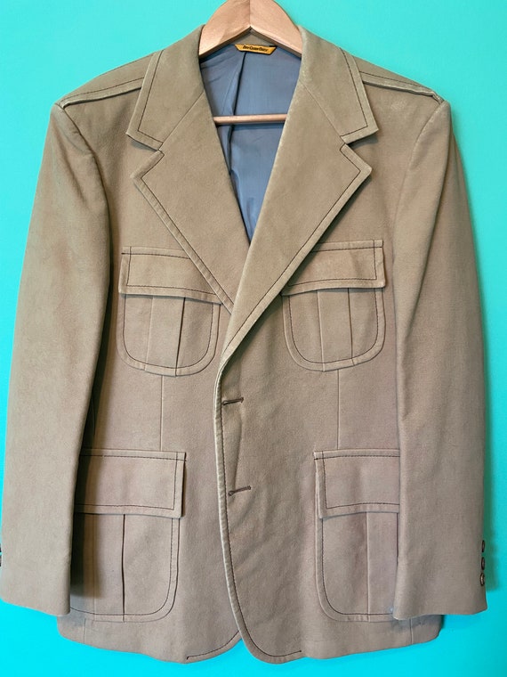 Vintage 70s Brookfield Mens Sport Coat Blazer Fau… - image 2