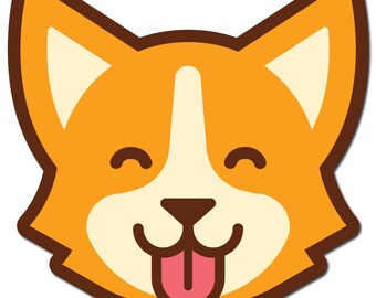 Calcomanía de vinilo impresa de Corgi con la lengua afuera