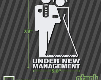 Calcomanía de recién casados bajo nueva administración, 5" x 7.9", vinilo troquelado con figura de palo familiar
