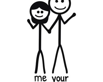 Calcomanía "Yo y tu papá", 8,1 x 16,5 cm, divertida calcomanía de vinilo troquelado con una familia de palitos