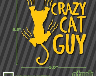 Calcomanía de vinilo troquelado "Crazy Cat Dude" de 12,7 x 14,9 cm con muchos gatitos.