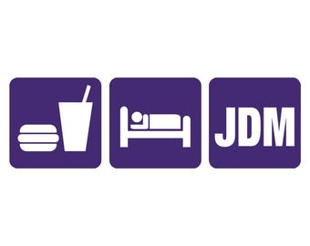 Calcomanía JDM "Eat Sleep", 8" x 2.5", vinilo troquelado