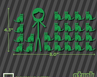 Calcomanía de mujer con gatos, 20 x 10 cm, divertida figura de palito familiar, vinilo troquelado