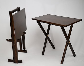 Elegantly Handcrafted two Extra Wide 25" Home Office TV Tray Tables with Holder. Comfortably Stretch Your Legs with No foot-bar to bump.