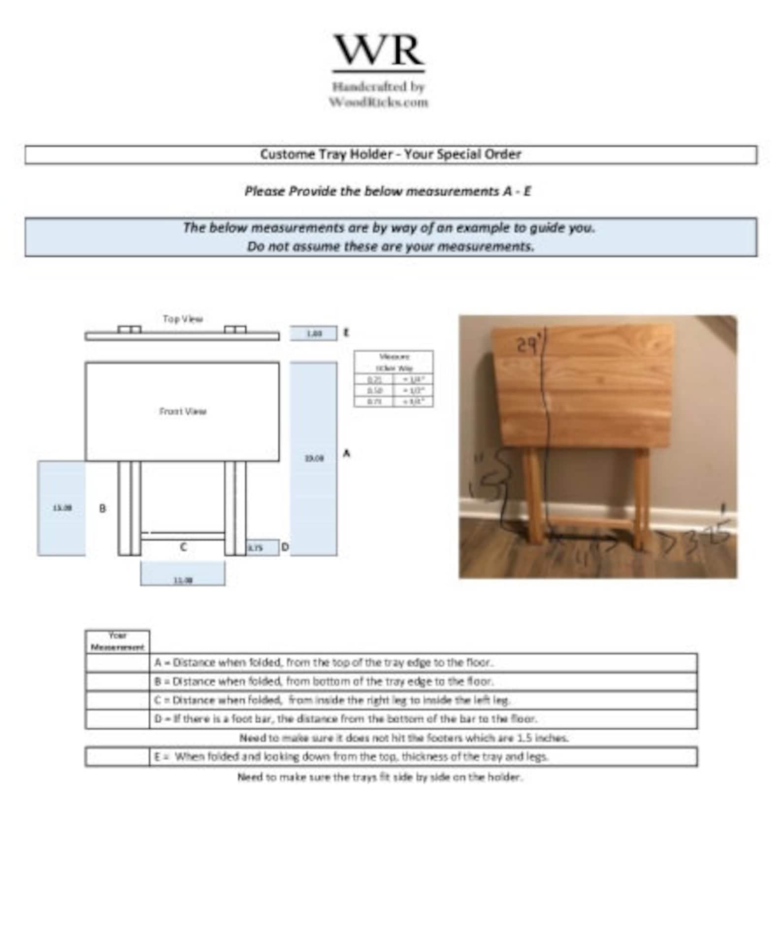 Custom TV Tray Holder Solid Handcrafted Maple Wood With Etsy