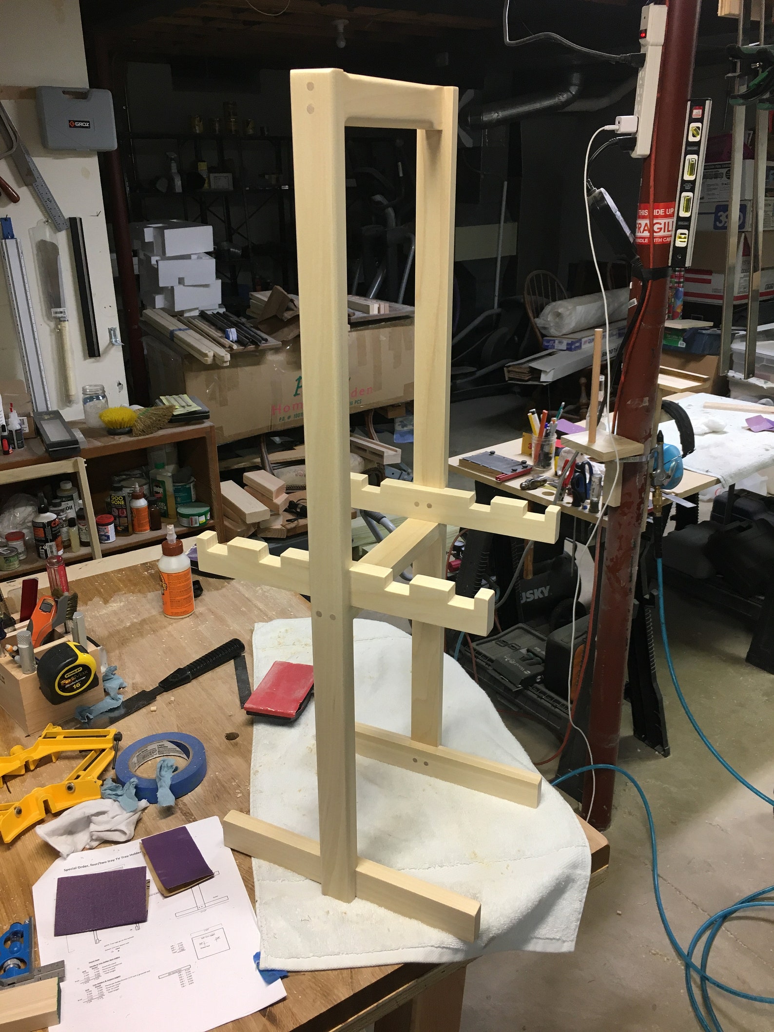 Custom TV Tray Holder Solid Handcrafted Maple Wood With Etsy