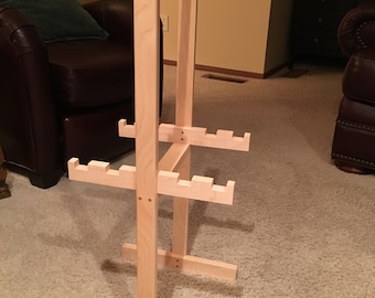 Custom TV Tray Holder - Solid Handcrafted Maple Wood with Wood Dowel Pin Fittings, Comes fully Assembled