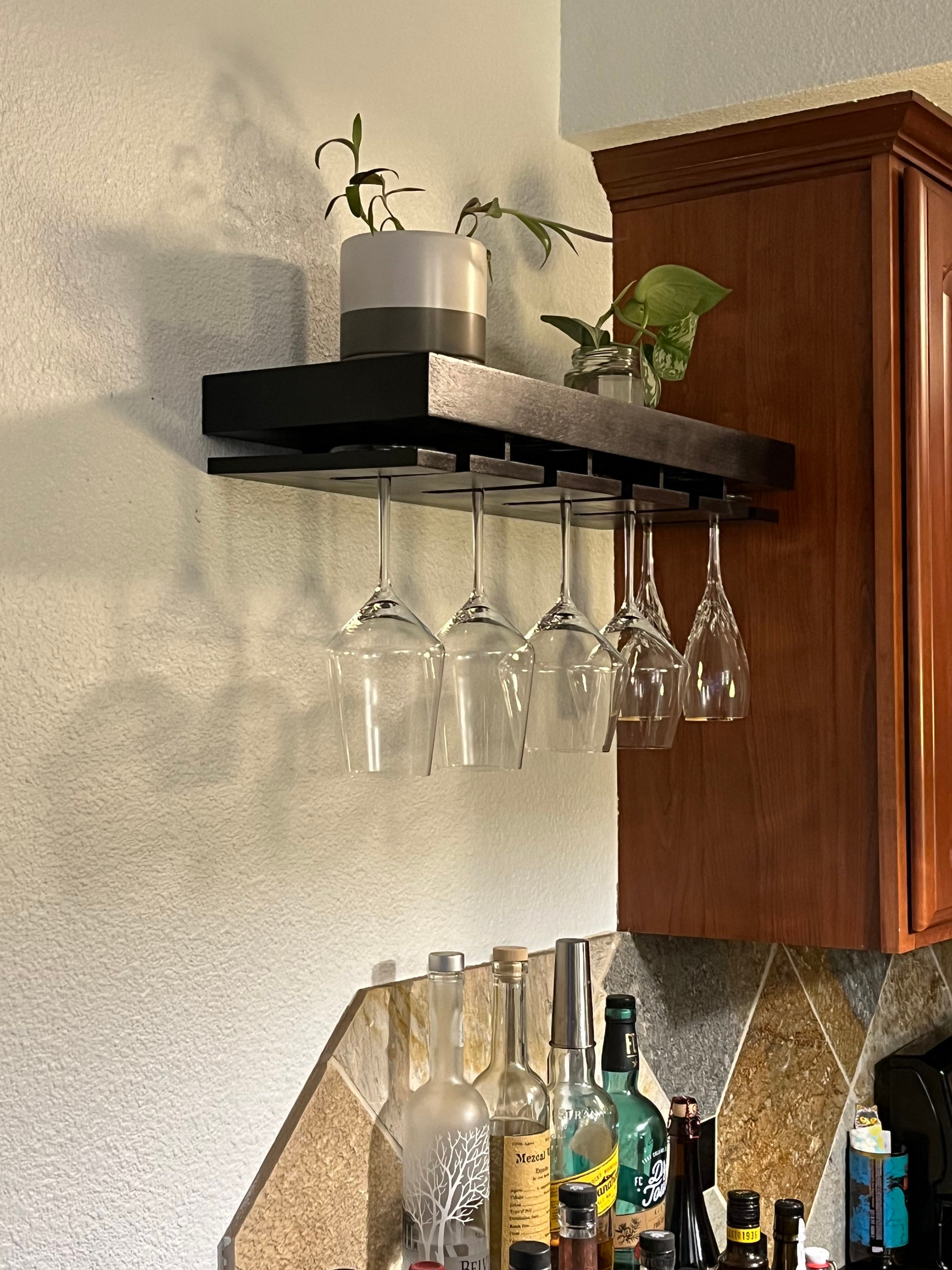 Floating Wine Glass Shelf Rack Etsy