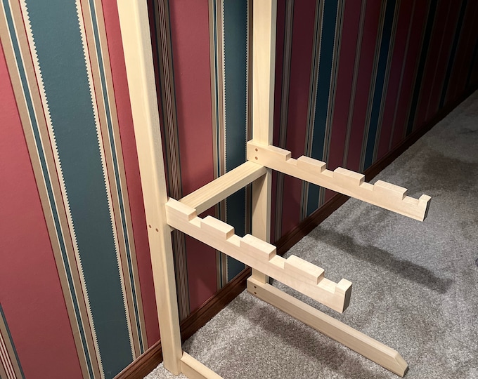 Custom Wall Snugger TV Tray Holder - Solid Handcrafted Solid Maple Wood with Dowel Pin Fittings, Comes fully Assembled