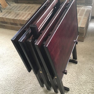 Elegantly Handcrafted 4 Home Office, 21&quot; Wide TV Tray Tables with Holder.  Comfortably Stretch Your Legs with No foot-bar to bump.