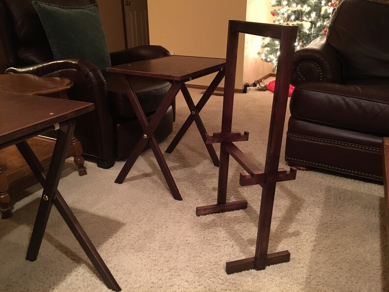 Custom TV Tray Holder Solid Handcrafted Wood with Dowel Rod Etsy