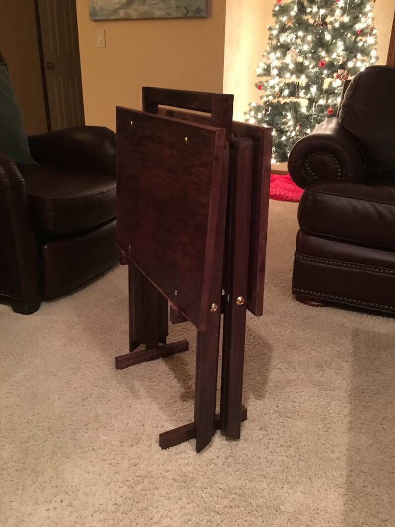 Custom TV Tray Holder Solid Handcrafted Wood with Dowel Rod Etsy
