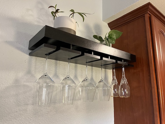 Floating Wine Glass Shelf Rack 