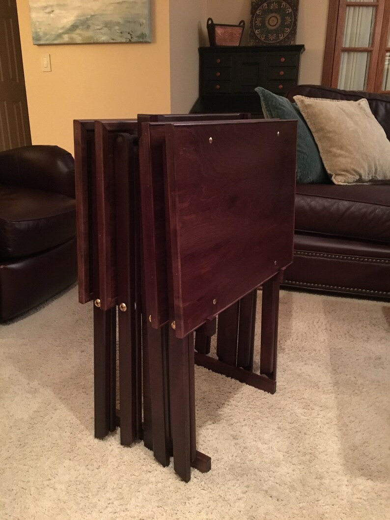 Custom TV Tray Holder Solid Handcrafted Wood with Dowel Rod Etsy