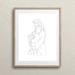 Jesus Christ Hugging Girl Coloring Page, Christ LineArt, Christ's Embrace, Jesus Portrait, jesus picture drawing