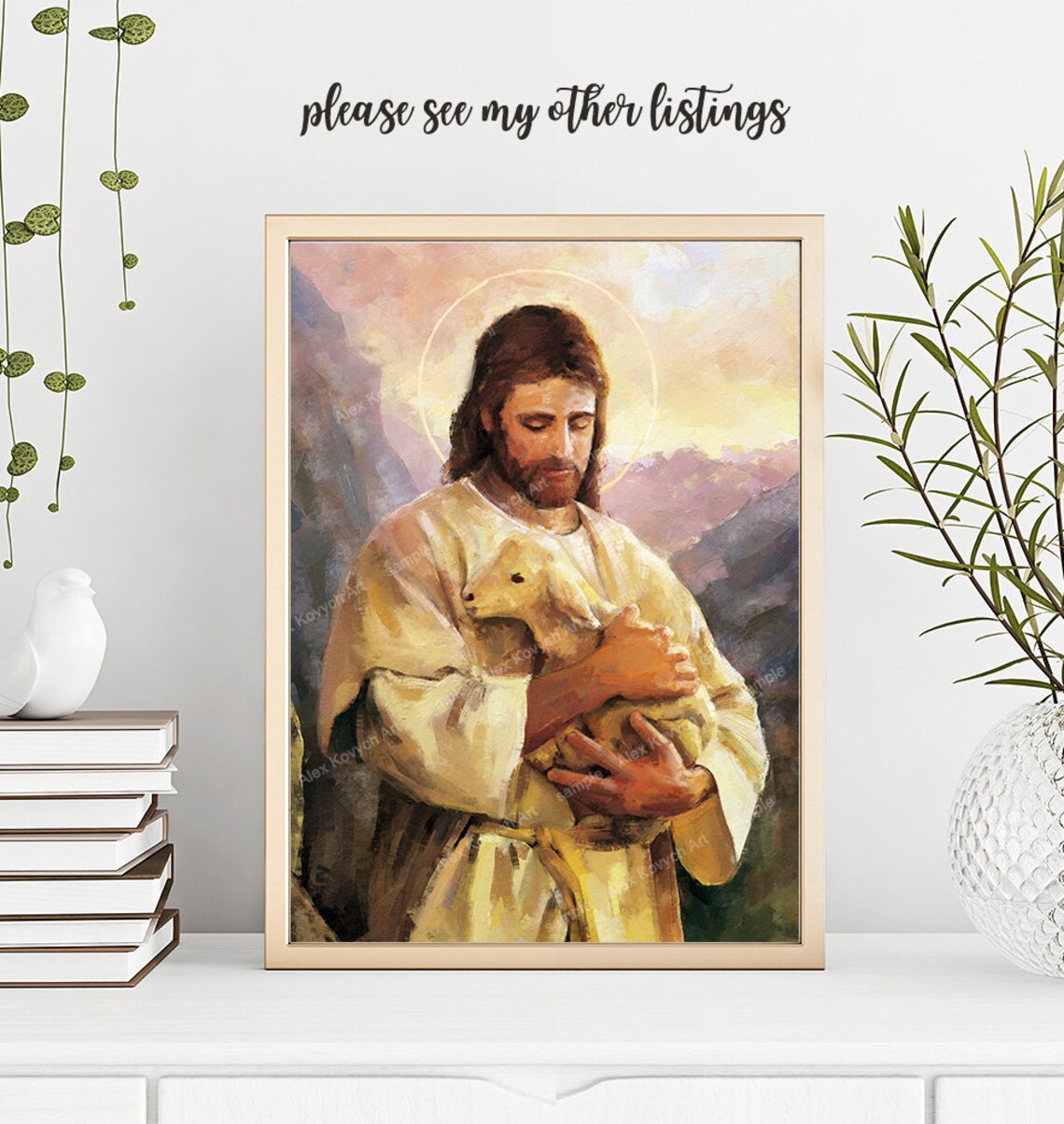 Jesus Christ and Lamb Printable Wall Art Jesus the Good - Etsy