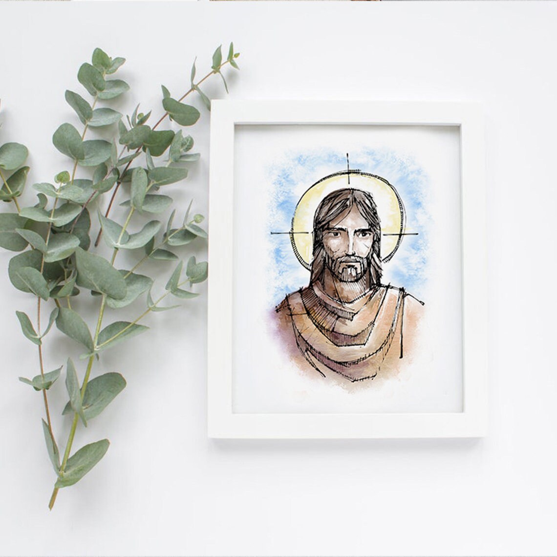 Jesus watercolor Print Christ Wall Art Jesus Christ portrait | Etsy