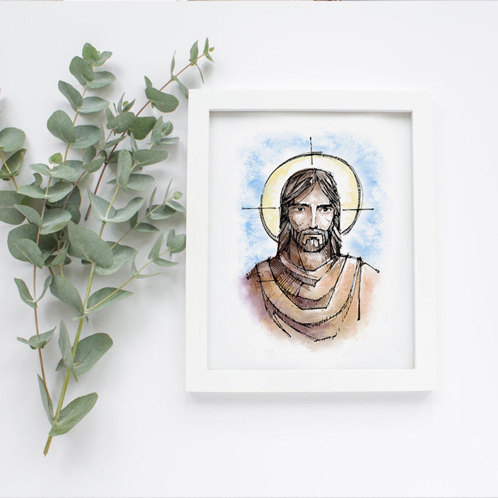 Jesus watercolor Print Christ Wall Art Jesus Christ portrait | Etsy