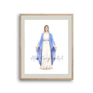 Virgin Mary Digital download, Mary watercolor art, Catholic  Painting, Blessed Virgin Mary Digital Art, Catholic digital print