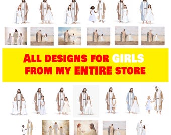 Jesus and Girl Art Prints, Baptism Designs, All Designs for Girls (Digital Download)