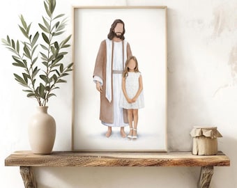 Jesus Christ with Child Art Print, LDS Baptism Gift (Digital Download)
