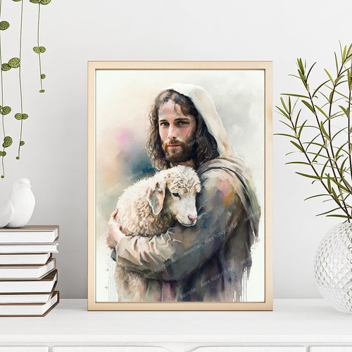 Christ the Shepherd Jesus and Lamb Jesus Painting Etsy