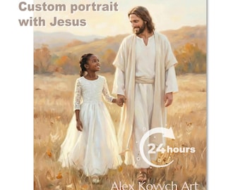 Personal Digital family portrait with Jesus, Digital download, walking with Christ, Come follow Me, Peace in Christ