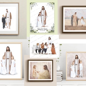 Customization portrait with Jesus, LDS baptism gift girl and boy, Jesus with girl, Christ with boy, walk by faith, Jesus art by Alex Kovych